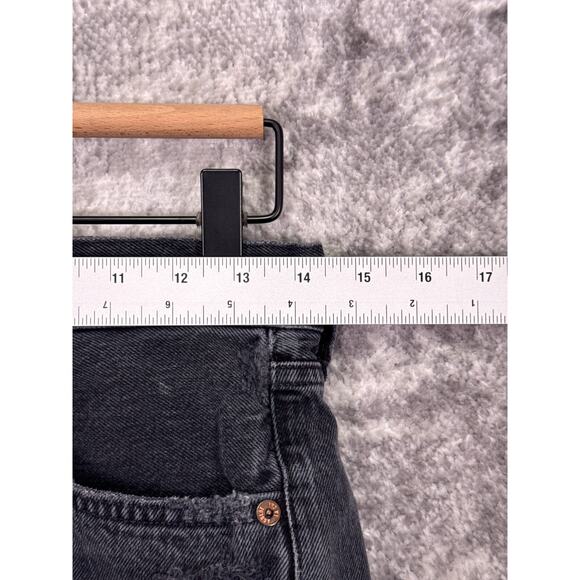AGOLDE Jeans 26 Womens 90s Crop Charcoal Black Ripped Button Fly Denim - Picture 3 of 8